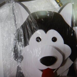 NEW Black White Husky Malamute DOG Planter wooden Garden NIP